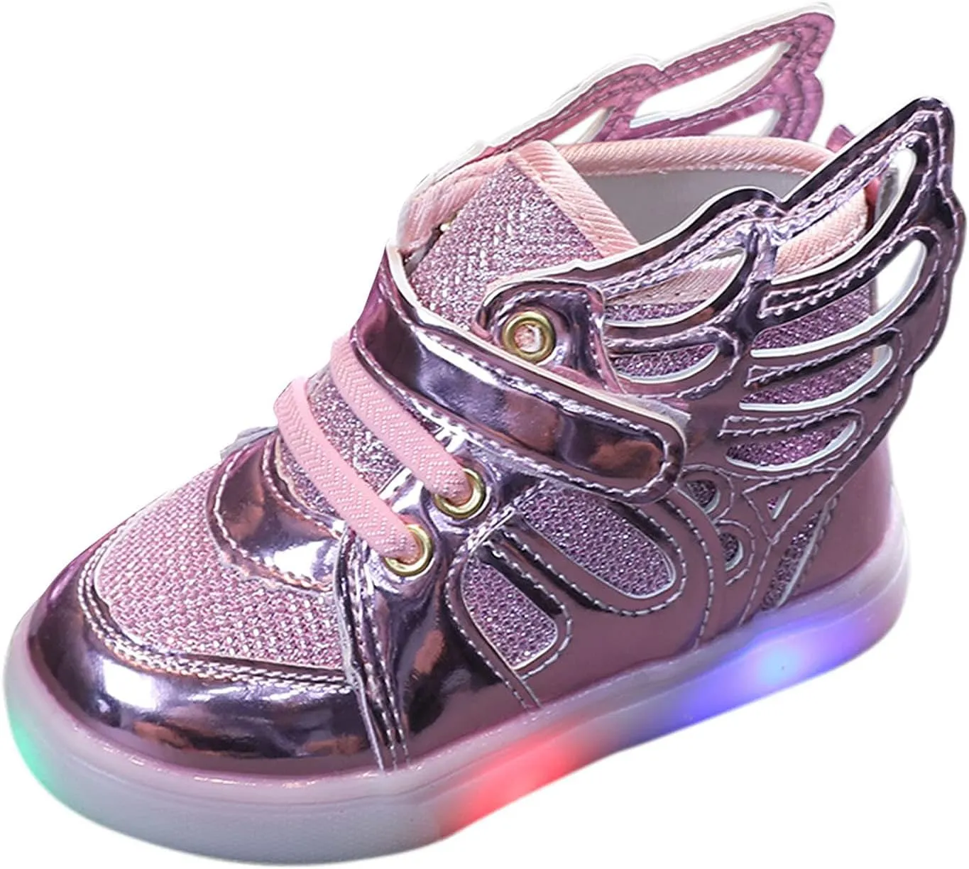 EnJoCho Toddler Girls Light Up Shoes Sneakers 1-7Years Baby Boys Letter Led Light Luminous Running Sport Boots Shoes (Pink#dfg, 15-18Months)