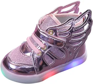 EnJoCho Toddler Girls Light Up Shoes Sneakers 1-7Years Baby Boys Letter Led Light Luminous Running Sport Boots Shoes (Pink#dfg, 18-24Months)