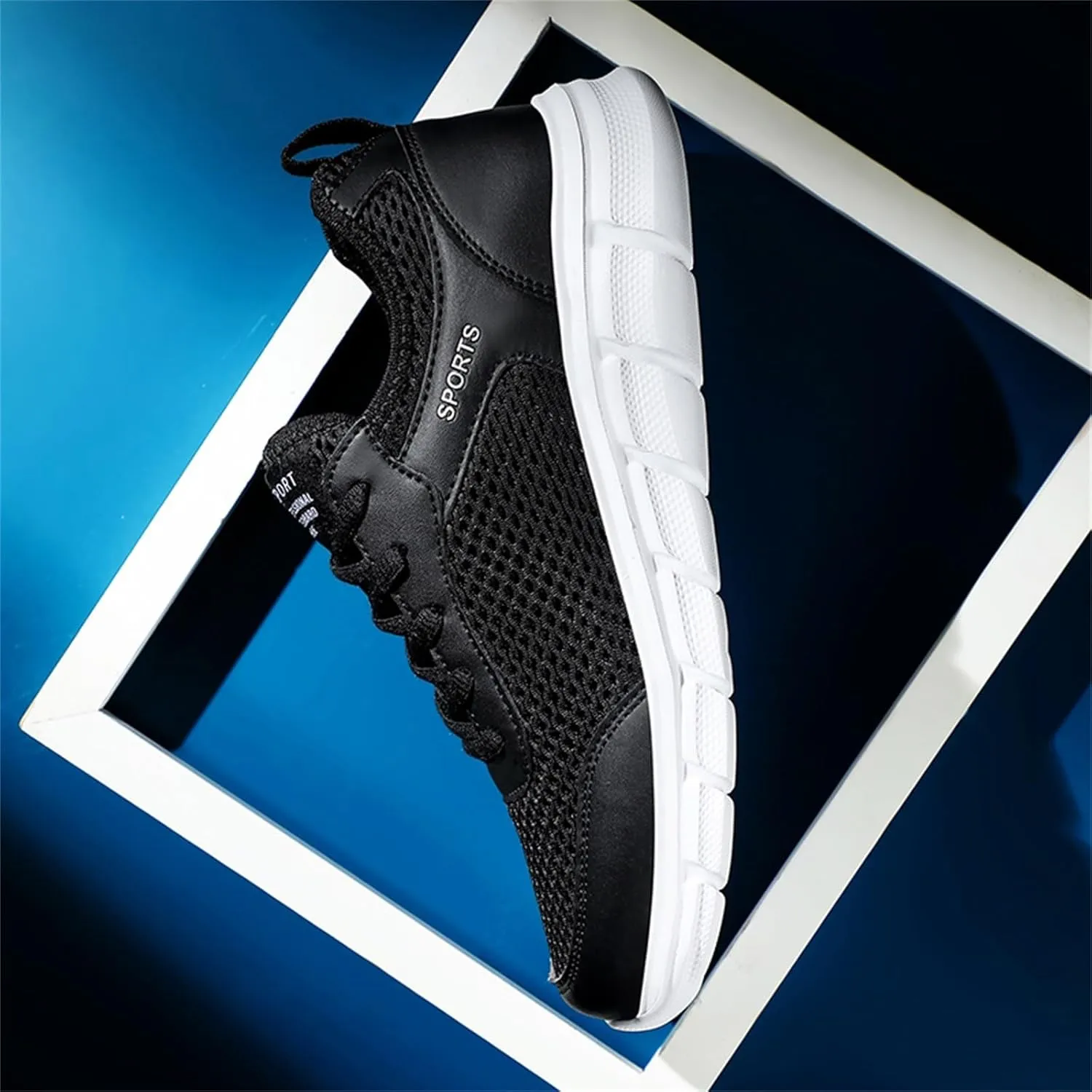 Fashion Summer Men Breathable Mesh Flat Elastic Casual Shoes Mens Sneaker Shoes