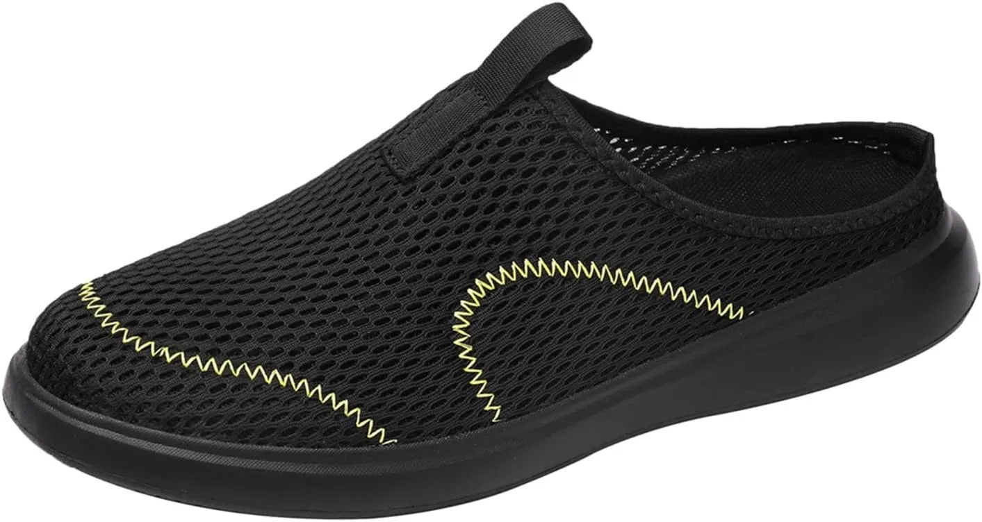 Fashion Summer Men Breathable Mesh Flat Elastic Casual Shoes Mens Sneaker Socks Sneaker (Black, 9)