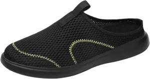 Fashion Summer Men Breathable Mesh Flat Elastic Casual Shoes Mens Sneaker Socks Sneaker (Black, 9)