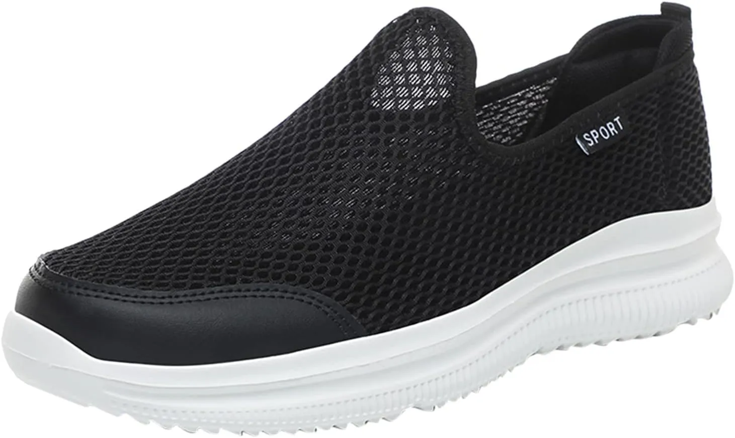 Fashion Summer Men Breathable Mesh Shallow Lace Up Casual Shoes Tops Mens Sneaker (White, 9)