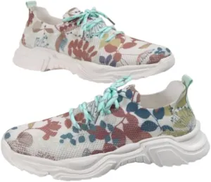 Floral Print Lace-Up Breathable Orthopedic Sneakers, Women's Mesh Breathable Sneakers,Orthopedic Sneakers for Women