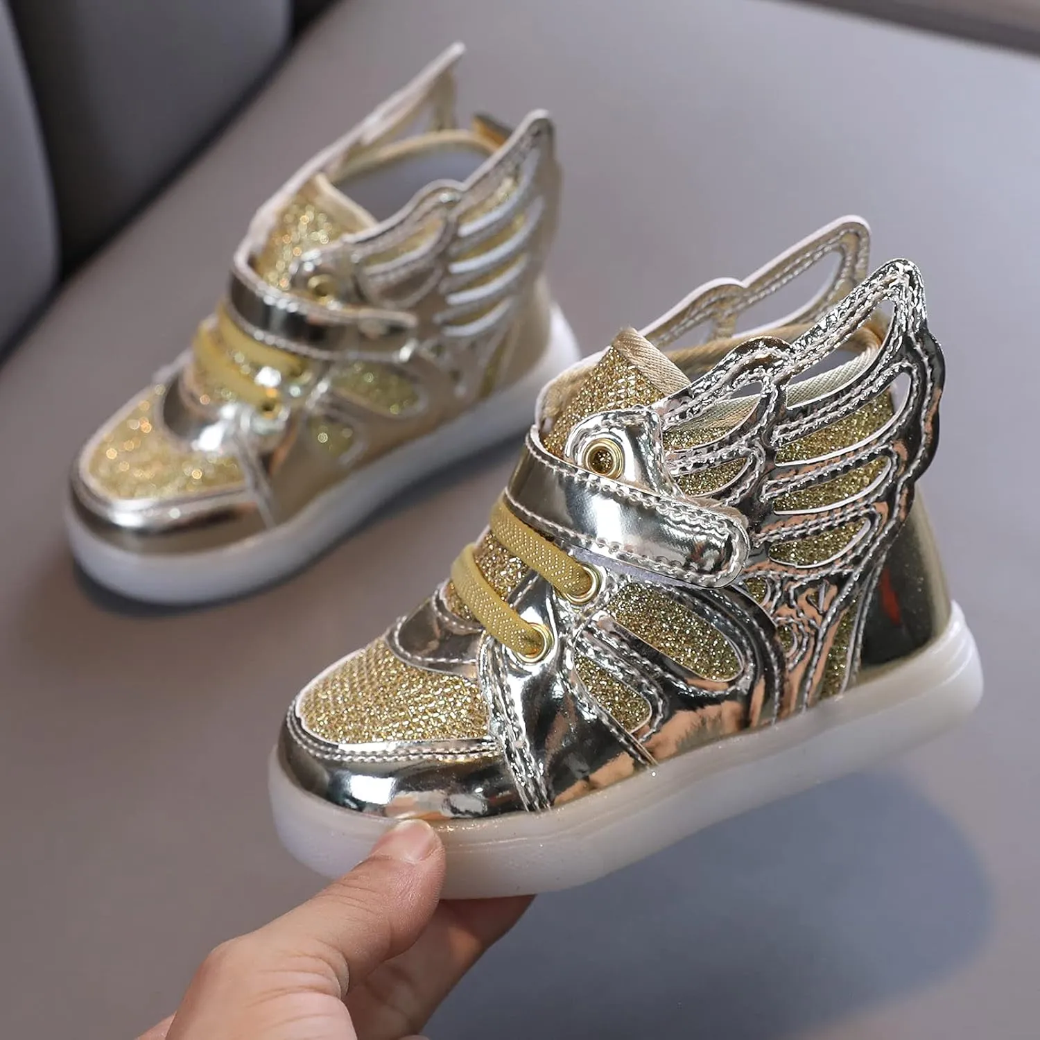 Glitter Light Up Sneaker for Toddler Baby Kids Girls Boys Cozy First Walking Slip On Sport Shoes Outdoor Flat Shoes
