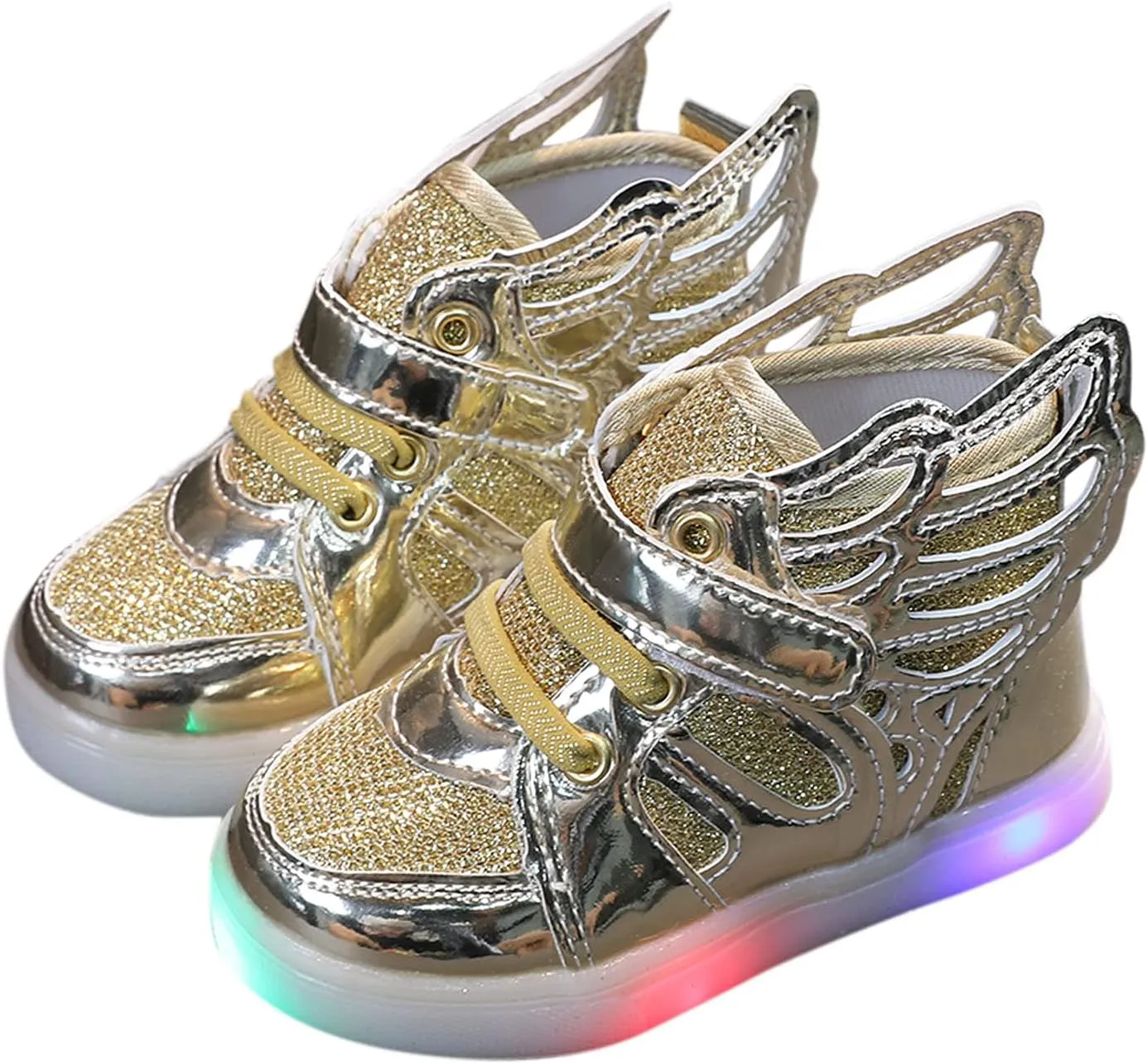 Glitter Light Up Sneaker for Toddler Baby Kids Girls Boys Cozy First Walking Slip On Sport Shoes Outdoor Flat Shoes