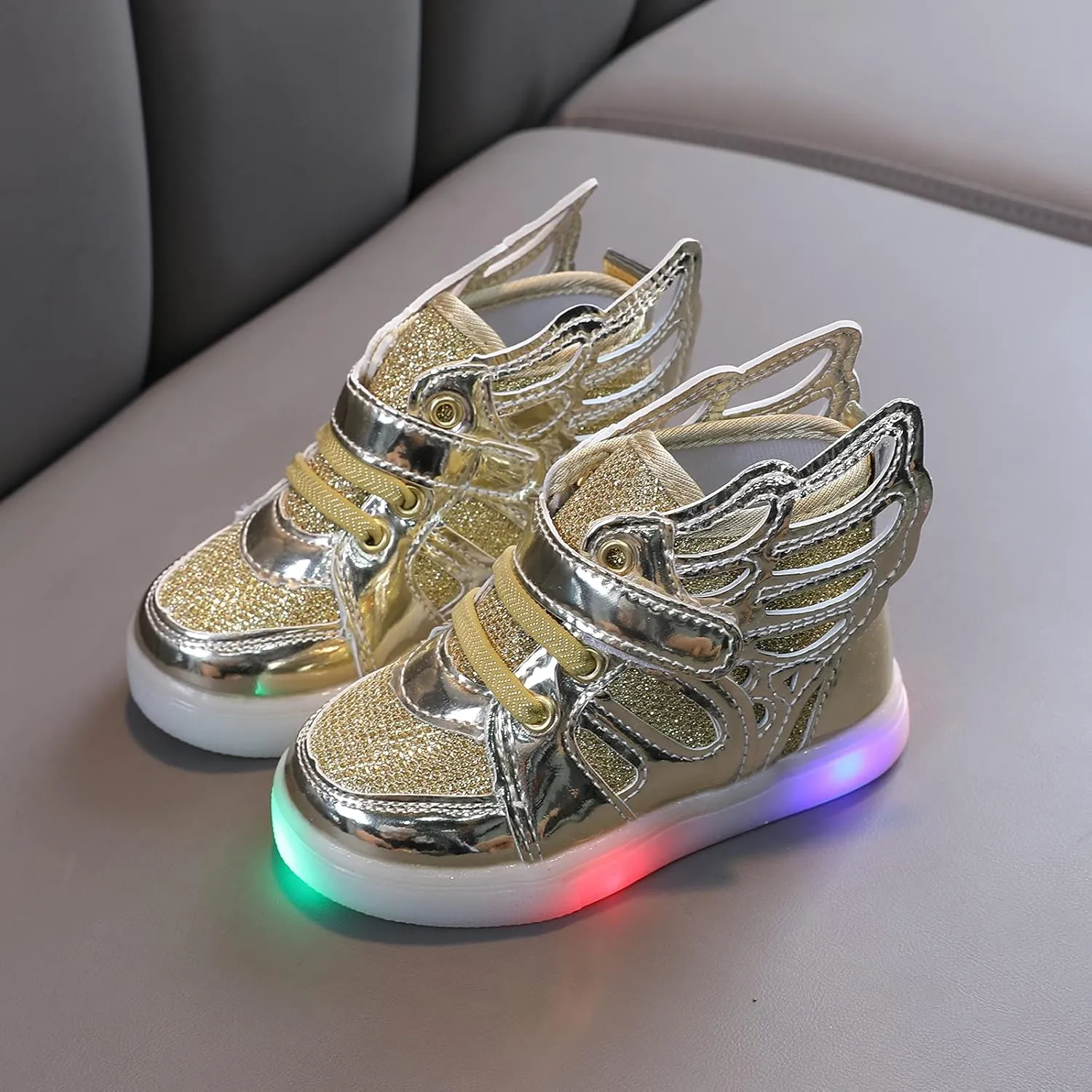 Glitter Light Up Sneaker for Toddler Baby Kids Girls Boys Cozy First Walking Slip On Sport Shoes Outdoor Flat Shoes