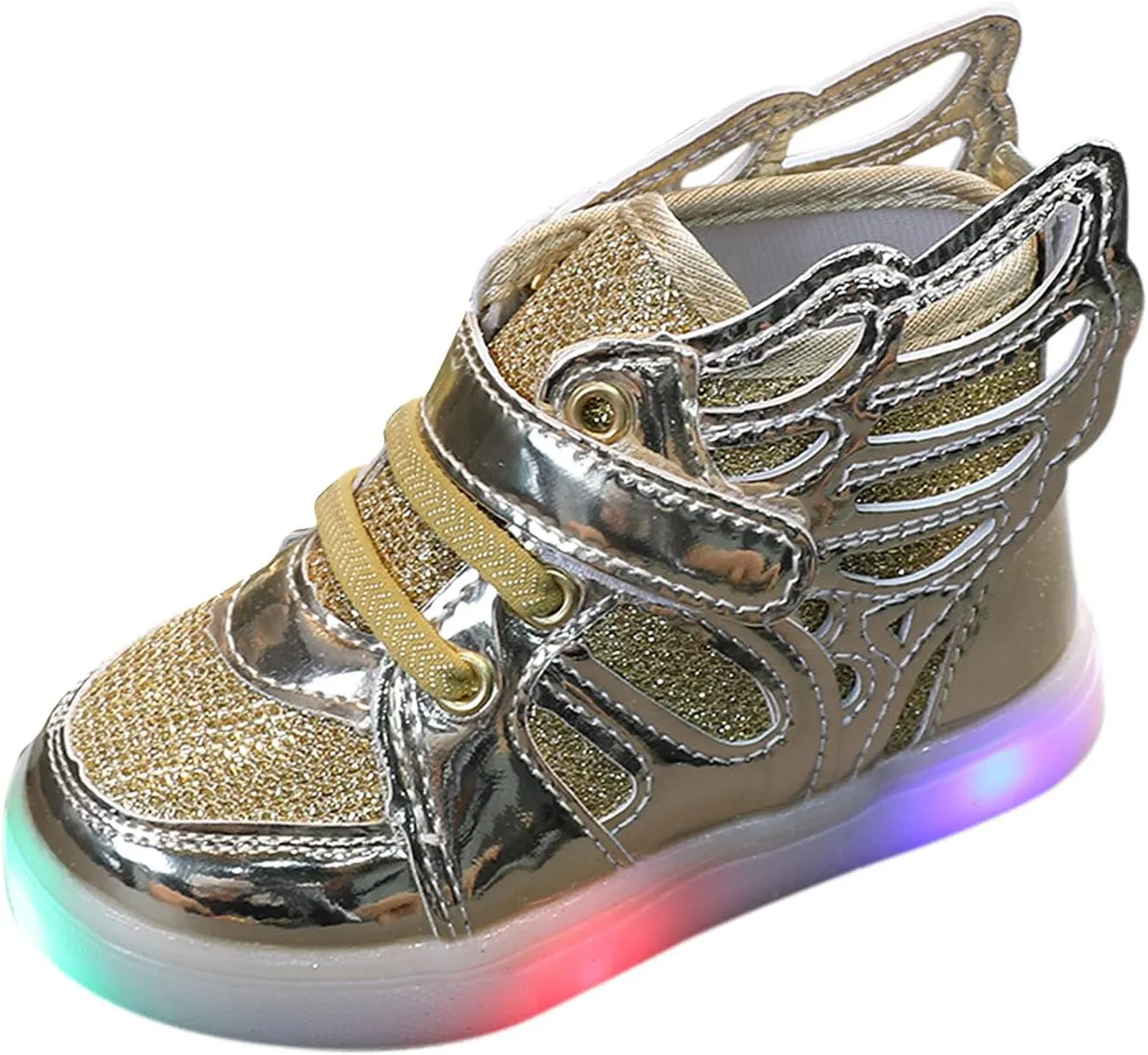 Glitter Light Up Sneaker for Toddler Baby Kids Girls Boys Cozy First Walking Slip On Sport Shoes Outdoor Flat Shoes