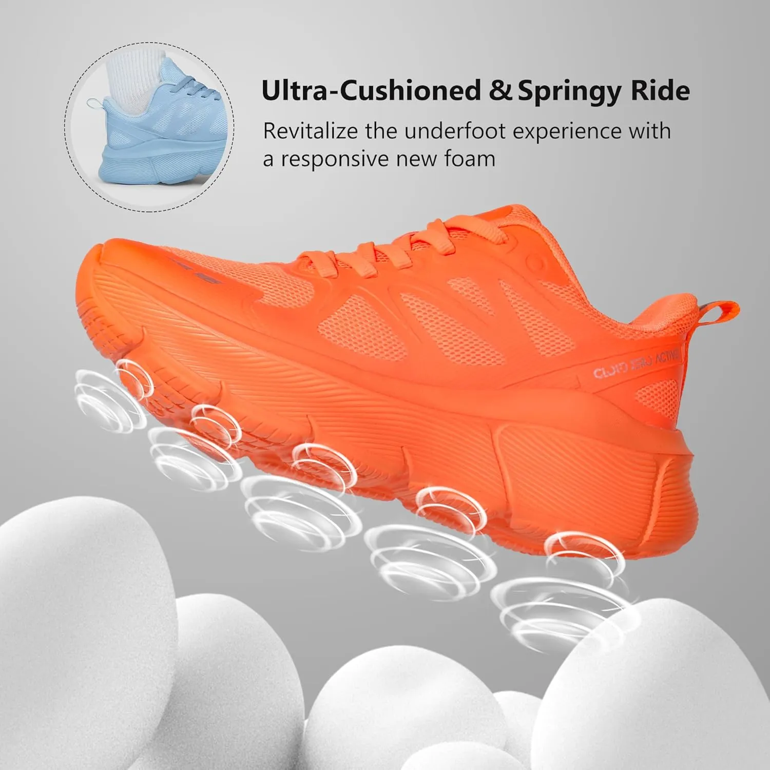 Hawkwell Women's Cloud Zero Active Walking Tennis Cushion Running Shoes Breathable Athletic Gym Workout Jogging Sports Sneakers Non Slip Medical Work Shoes