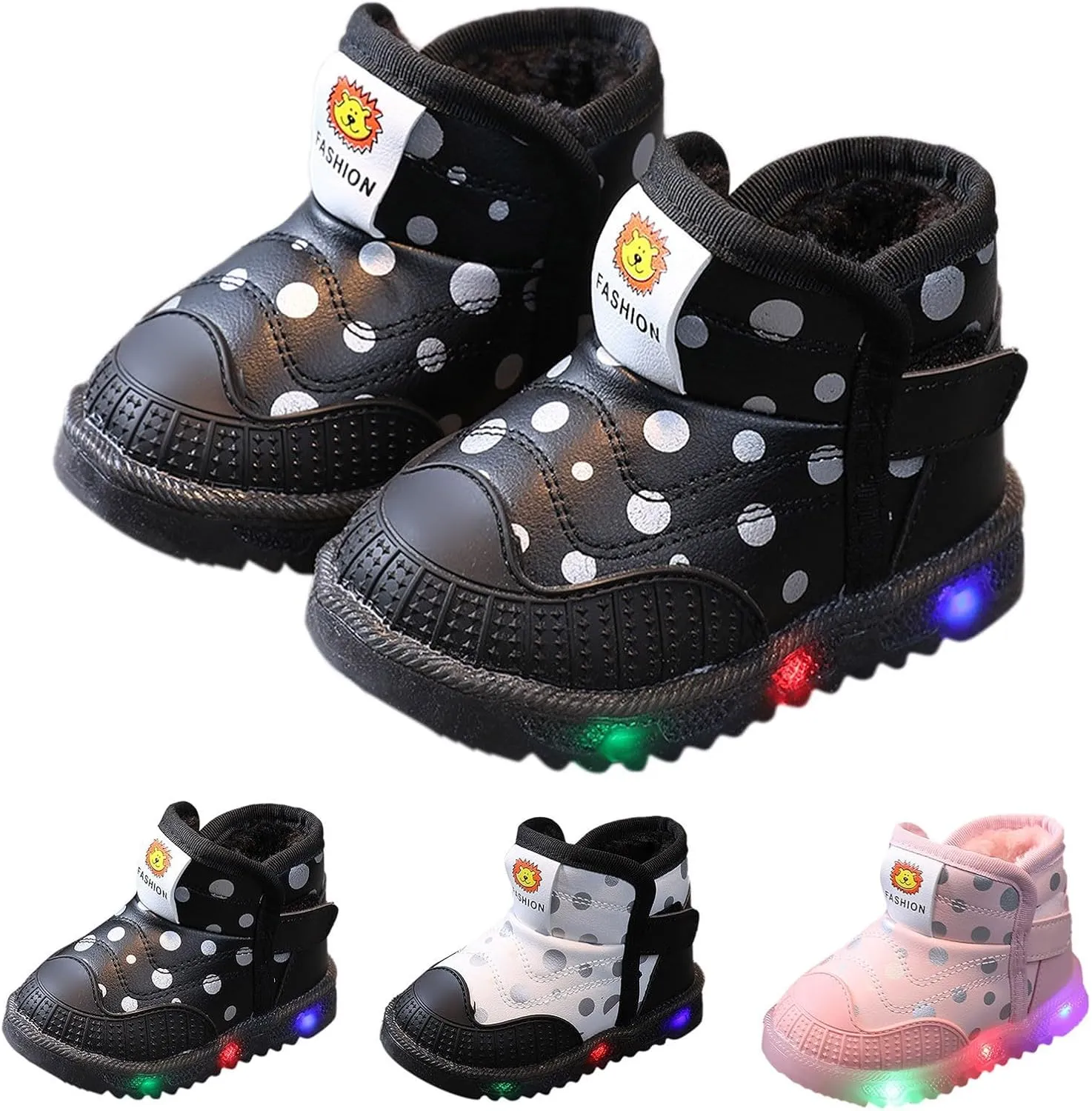 High Top Light Up Toddler Sneakers Boys Girls Cotton Plush Fashion Warm Sneaker Cute Casual Walking Snow Baby Boots