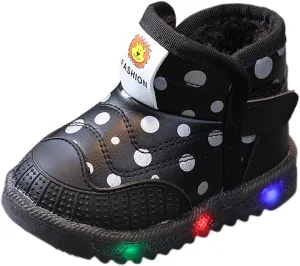 High Top Light Up Toddler Sneakers Boys Girls Cotton Plush Fashion Warm Sneaker Cute Casual Walking Snow Baby Boots