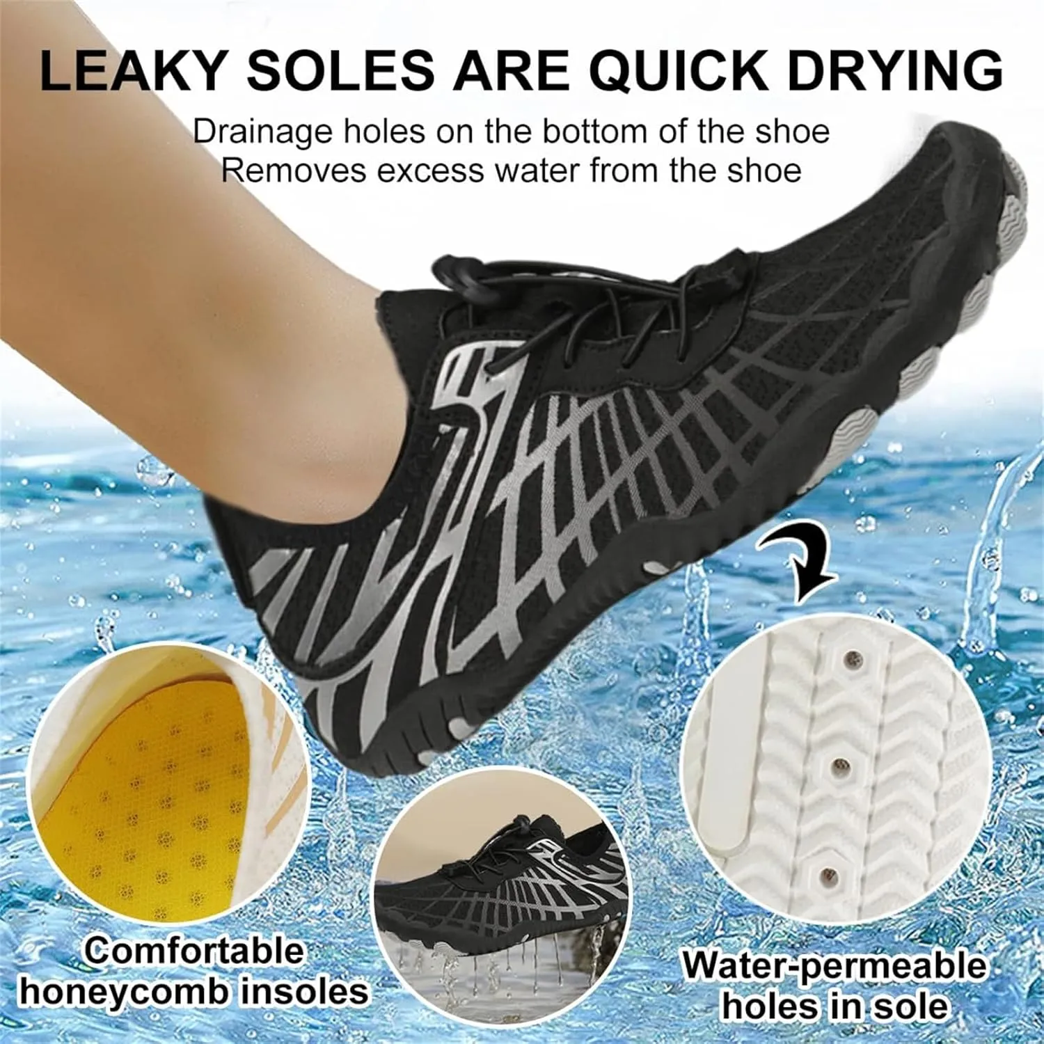 Hiking Barefoot Shoes for Women Men,Pro-Healthy&Non-Slip Water Shoes Footwear, Wide Toe Waterproof Trail Running Footwear,Beach Pool Aqua Swimming Sur Fitness Barefoot Wear Unisex