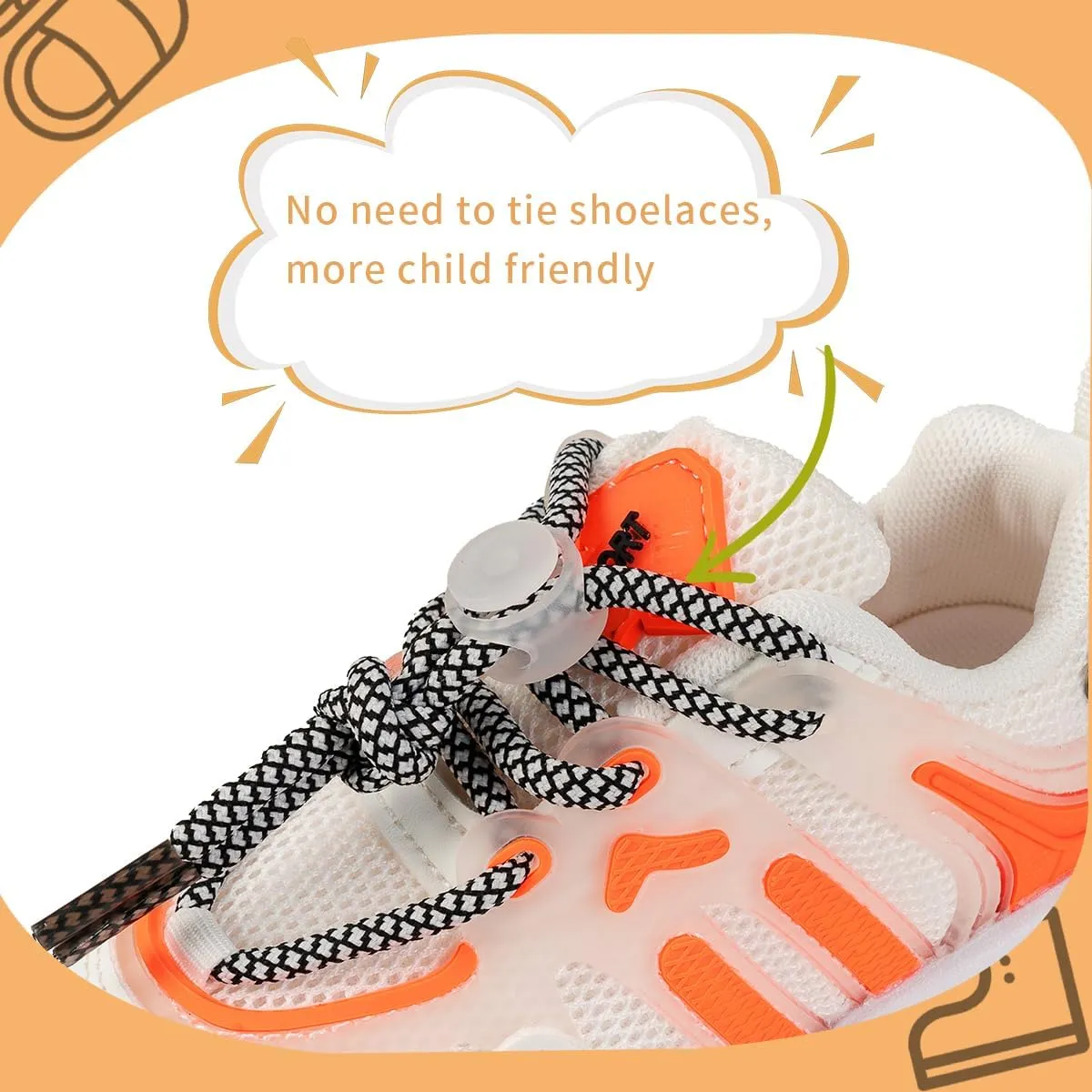 Kids Athletic Sneakers, Chunky Platform Running Shoes, White and Orange, Mesh Design