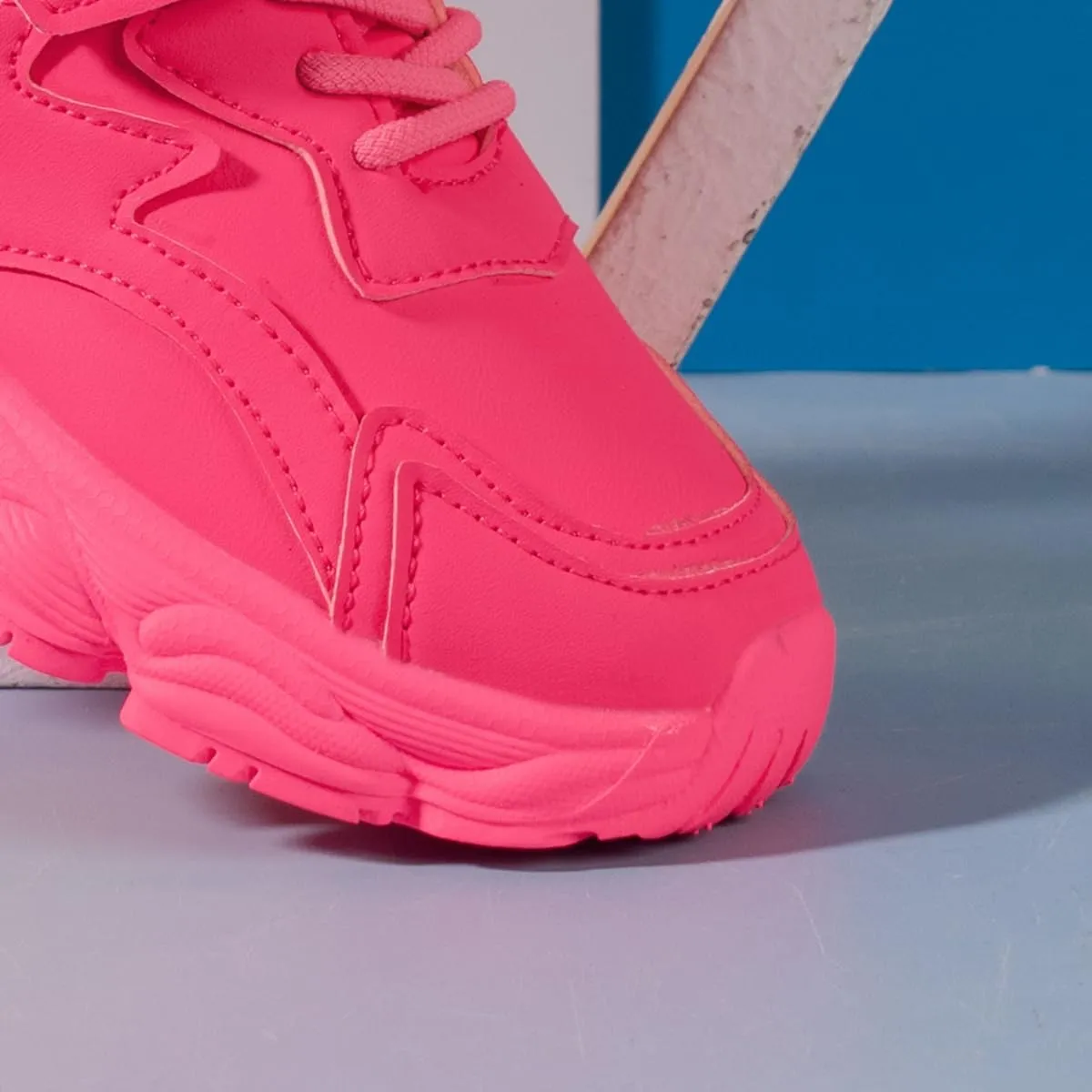 Kids Athletic Sneakers, Pink, Hook and Loop Closure, Lightweight Running Shoes