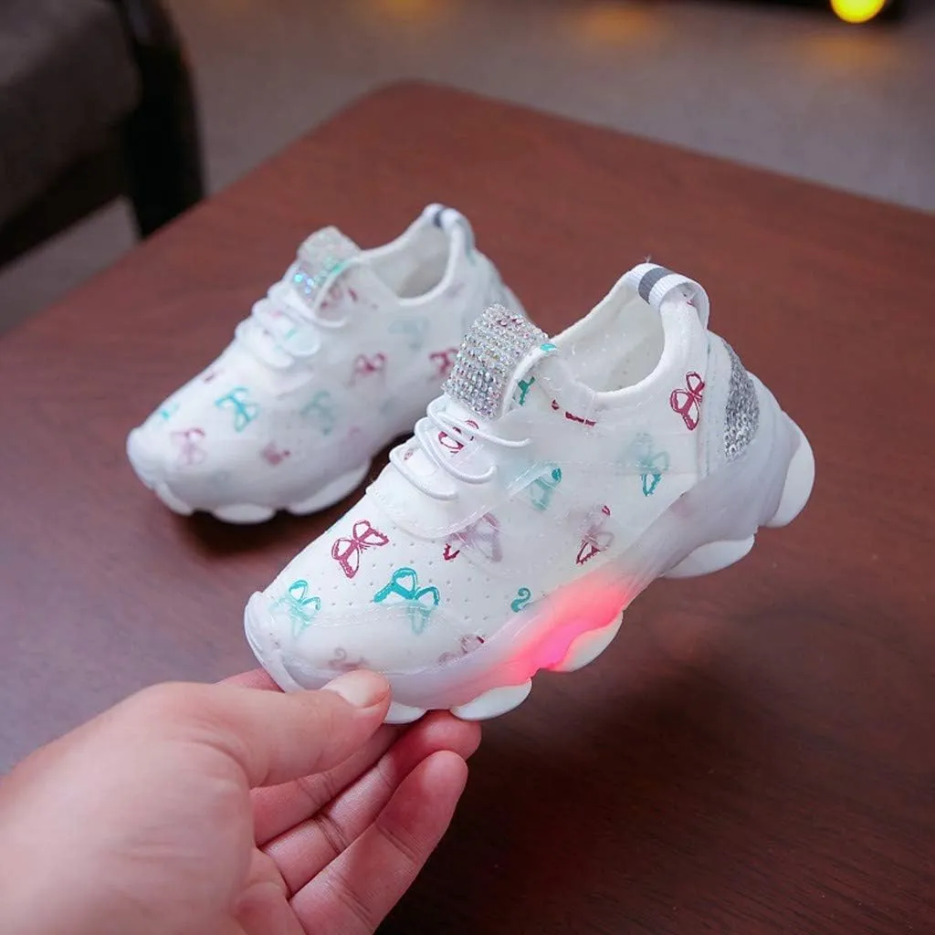 Kids LED Light Up Shoes Boys Girls Breathable Cute Fashion Flashing Sneaker Athletic Running First Walking Shoes 5 Wide Toddler Sandals