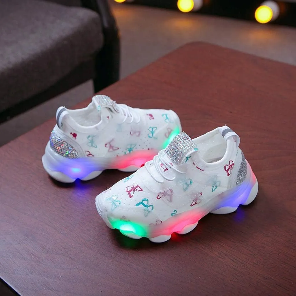 Kids LED Light Up Shoes Boys Girls Breathable Cute Fashion Flashing Sneaker Athletic Running First Walking Shoes 5 Wide Toddler Sandals