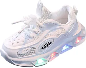 Kids Light-Up Flashing Sneaker Athletic Running Shoes with Strap, Fashionable and Fun for Boys Girls Shoe Toddler Girl