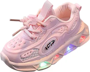Kids Light-Up Flashing Sneaker Athletic Running Shoes with Strap, Fashionable and Fun for Boys Girls Shoe Toddler Girl