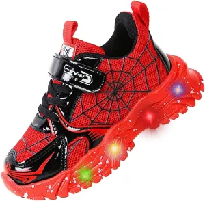 Kids Light Up Shoes Baby Toddler Boys Trainers Luminous Flashing Cartoon Athletic Running Sport Sneaker