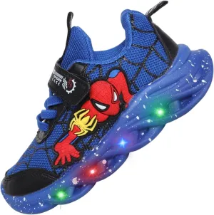 Kids Light Up Shoes Baby Toddler Boys Trainers Luminous Flashing Cartoon Athletic Running Sport Sneaker