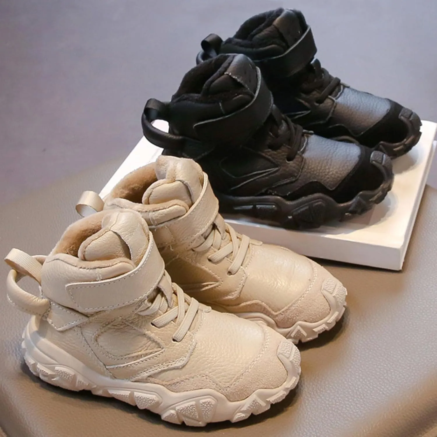 Kids Slip On Sneakers Cozy High Top Hiking Boots Lightweight Comfortable Shoes for Working Snow Boots for Teen Boys