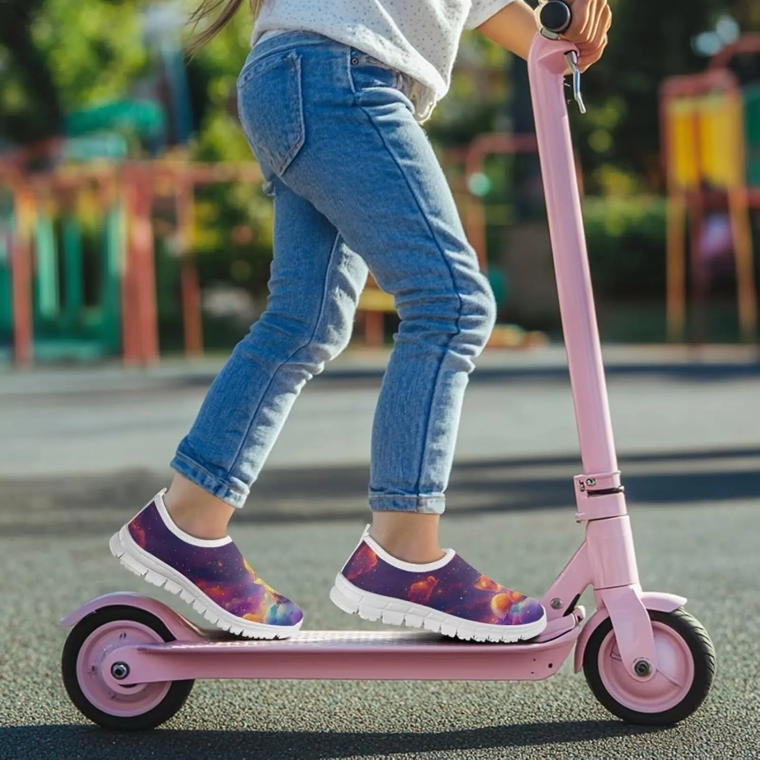 Kids Slip On Tennis Shoes Non Slip Girls Running Sports Shoes for Daily Wear