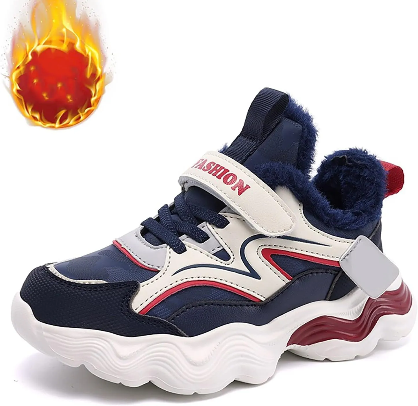 Kids Warm Slip On Athletic Sneakers, Comfortable Running Shoes for Boys Girls, Stylish Active Boys Basketball Shoes