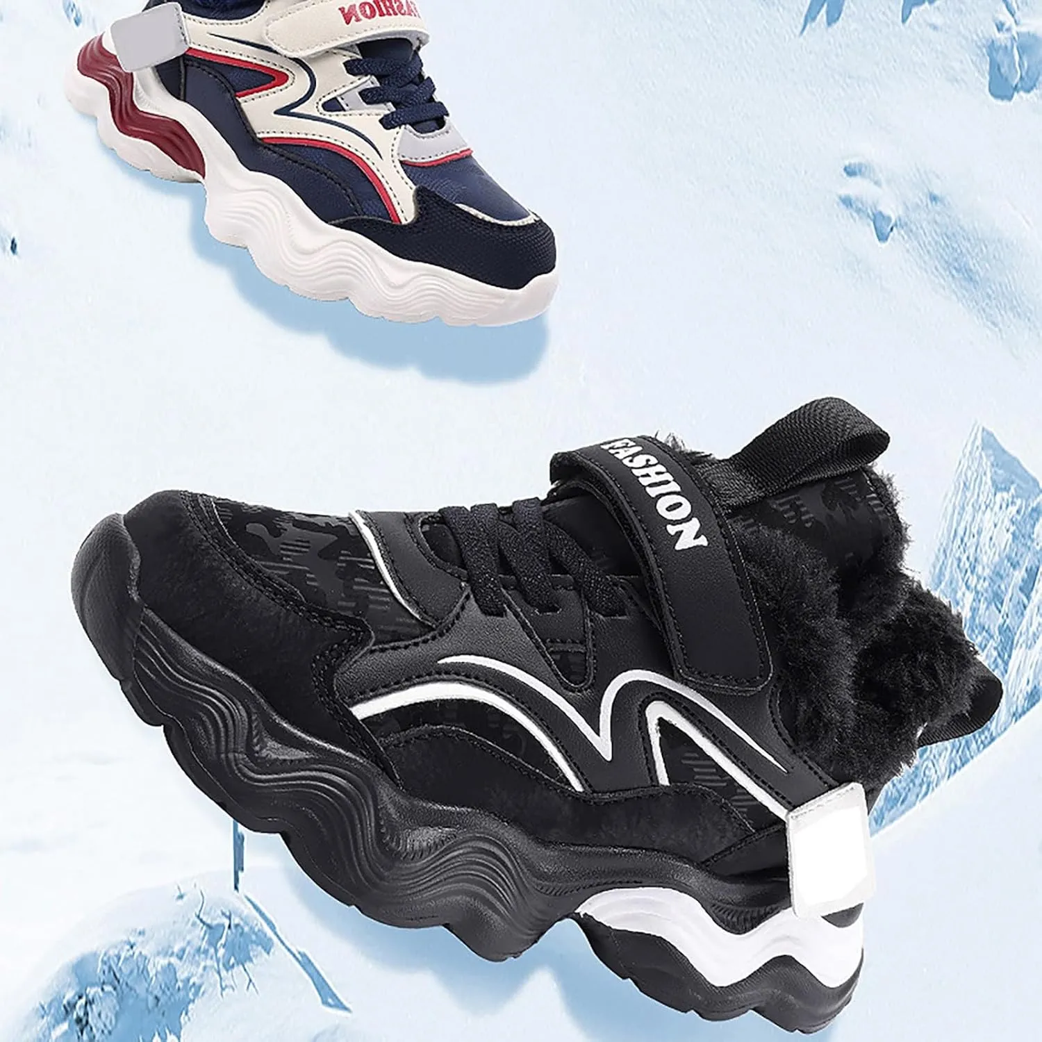Kids Warm Slip On Athletic Sneakers, Comfortable Running Shoes for Boys Girls, Stylish Active Boys Basketball Shoes