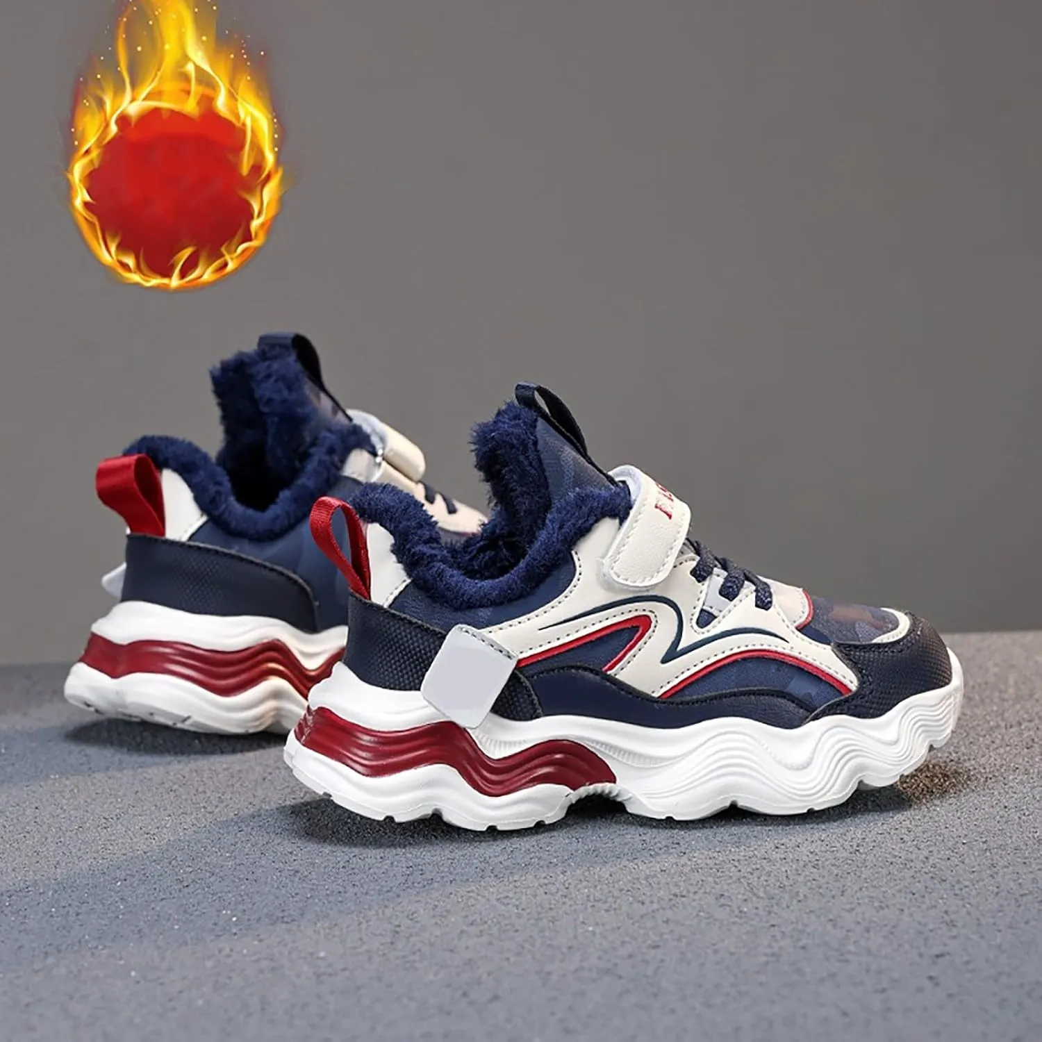 Kids Warm Slip On Athletic Sneakers, Comfortable Running Shoes for Boys Girls, Stylish Active Boys Basketball Shoes