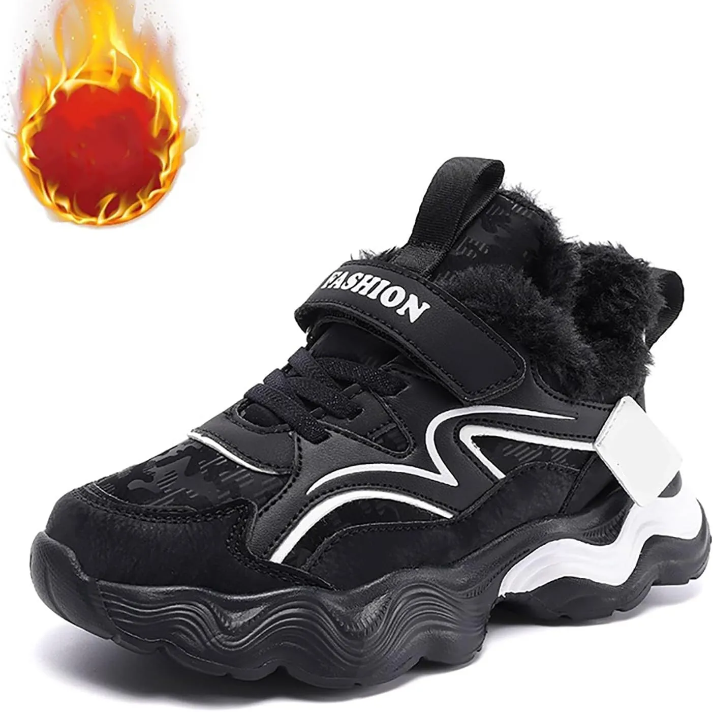 Kids Warm Slip On Athletic Sneakers, Comfortable Running Shoes for Boys Girls, Stylish Active Boys Basketball Shoes