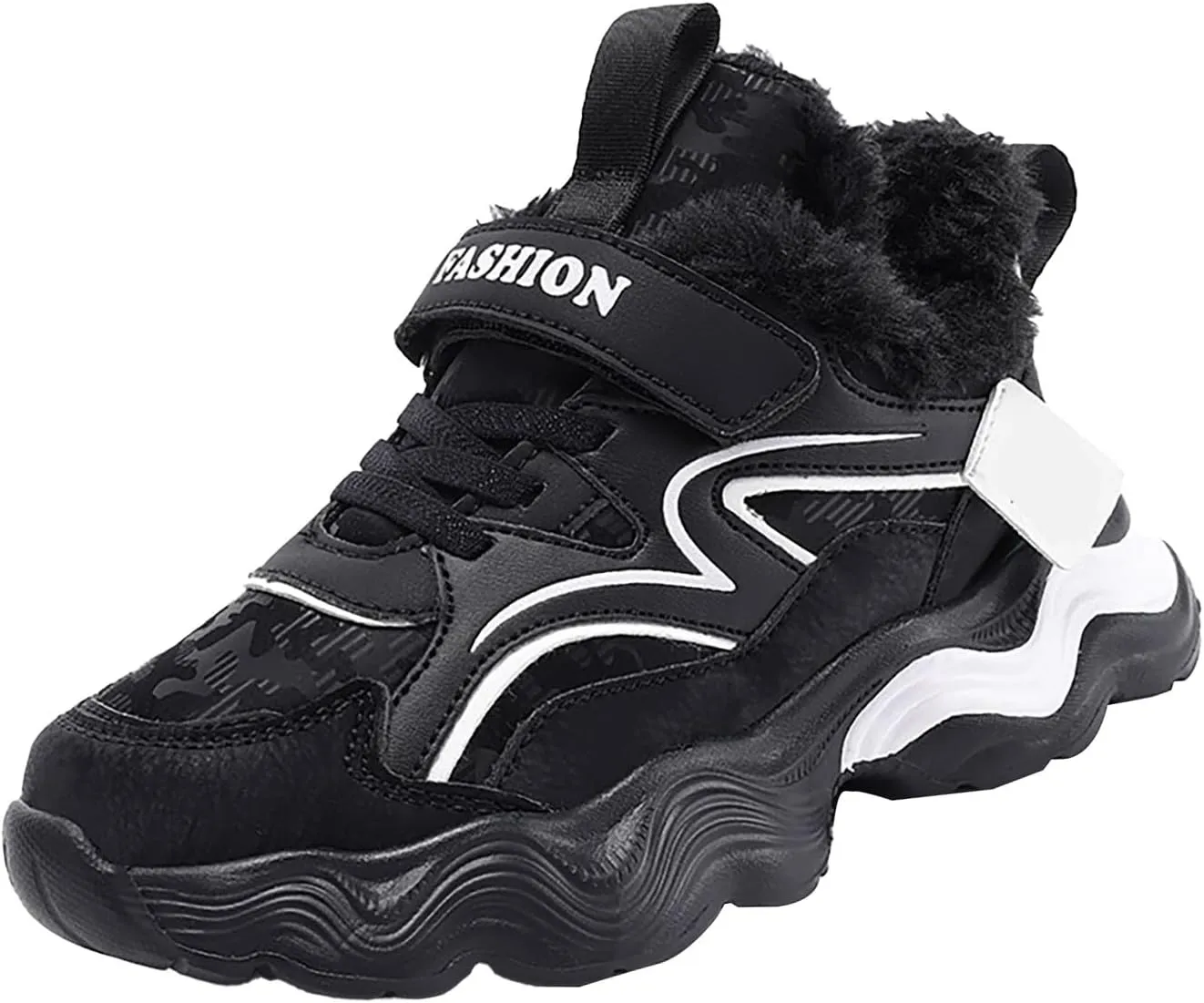 Kids Warm Slip On Athletic Sneakers, Comfortable Running Shoes for Boys Girls, Stylish Active Boys Basketball Shoes
