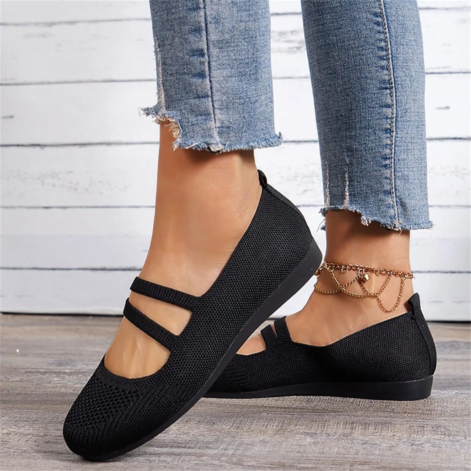 Ladies Fashion Solid Color Breathable Knitting Comfortable Flat Casual Shoes Toddler Casual Loafers Flat Shoes