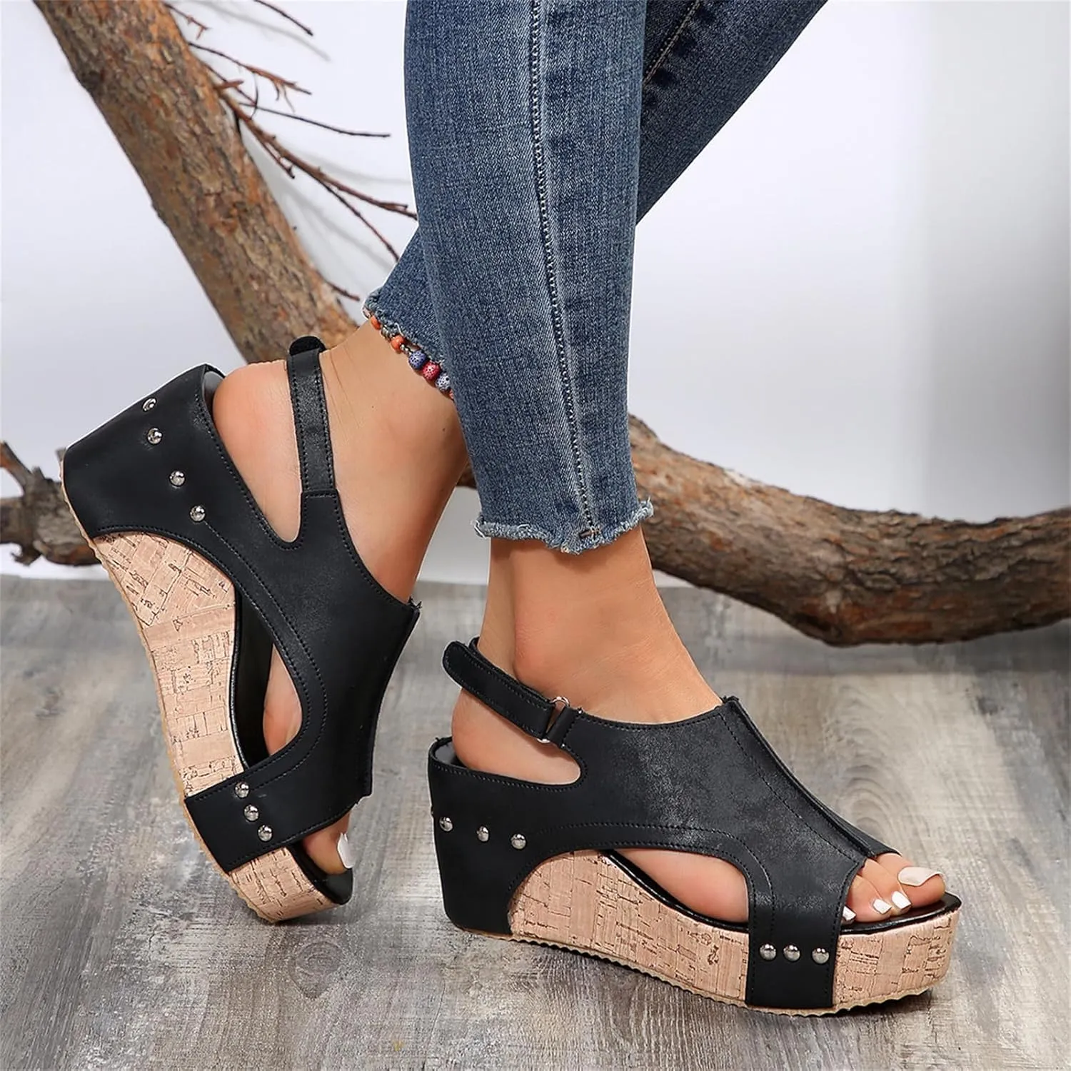 Ladmiple Platform Sandals Women Dressy Comfy Wedge Sandals Low Heel Open Toe Ankle Strap Casual Summer Comfortable Dress Shoe