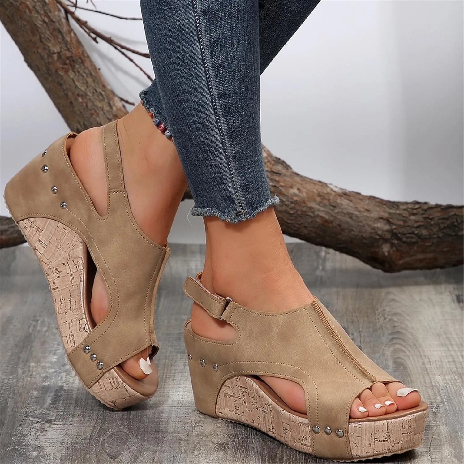 Ladmiple Platform Sandals Women Dressy Comfy Wedge Sandals Low Heel Open Toe Ankle Strap Casual Summer Comfortable Dress Shoe