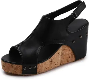 Ladmiple Platform Sandals Women Dressy Comfy Wedge Sandals Low Heel Open Toe Ankle Strap Casual Summer Comfortable Dress Shoe