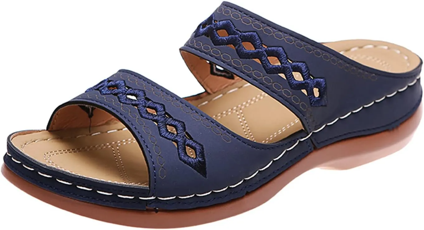 Ladmiple Sandals Women 2023 Trendy Floral Orthopedic Flip Flops with Arch Support Slippers Casual Roman Open Toe Sandal