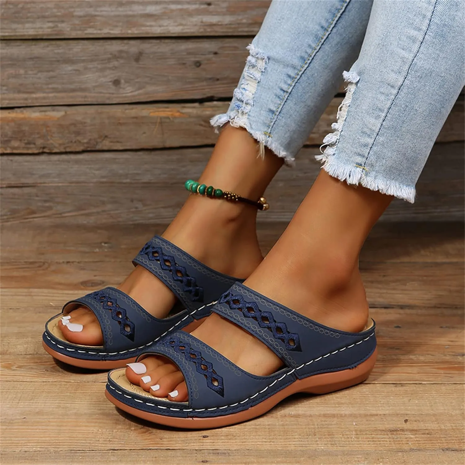 Ladmiple Sandals Women 2023 Trendy Floral Orthopedic Flip Flops with Arch Support Slippers Casual Roman Open Toe Sandal