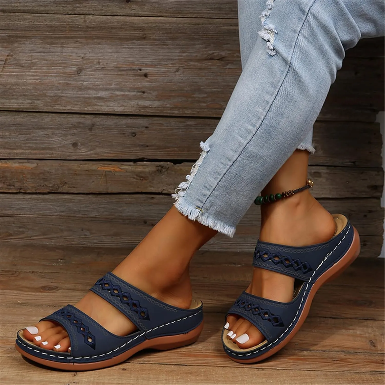 Ladmiple Sandals Women 2023 Trendy Floral Orthopedic Flip Flops with Arch Support Slippers Casual Roman Open Toe Sandal