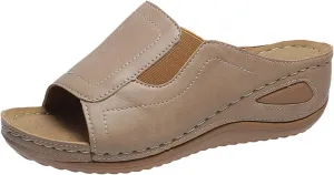Ladmiple Sandals Women Comfortable Flower Orthopedic Flip Flops Arch Support Wedge Slippers Casual Roman Slip On Sandal