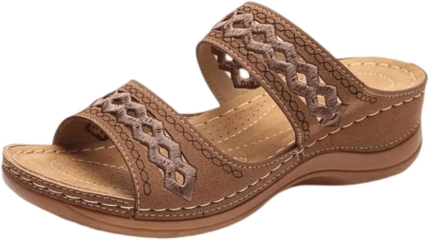Ladmiple Sandals Women Summer Fashion Hollow-Out Flip Flops Arch Support Slippers Beach Roman Open Toe Orthopedic Sandal