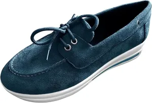 Ladmiple Sneakers For Women Slip On Wide Width Fashion Leather Walking Shoes Casual Summer Lace Up Platform Flats Loafer