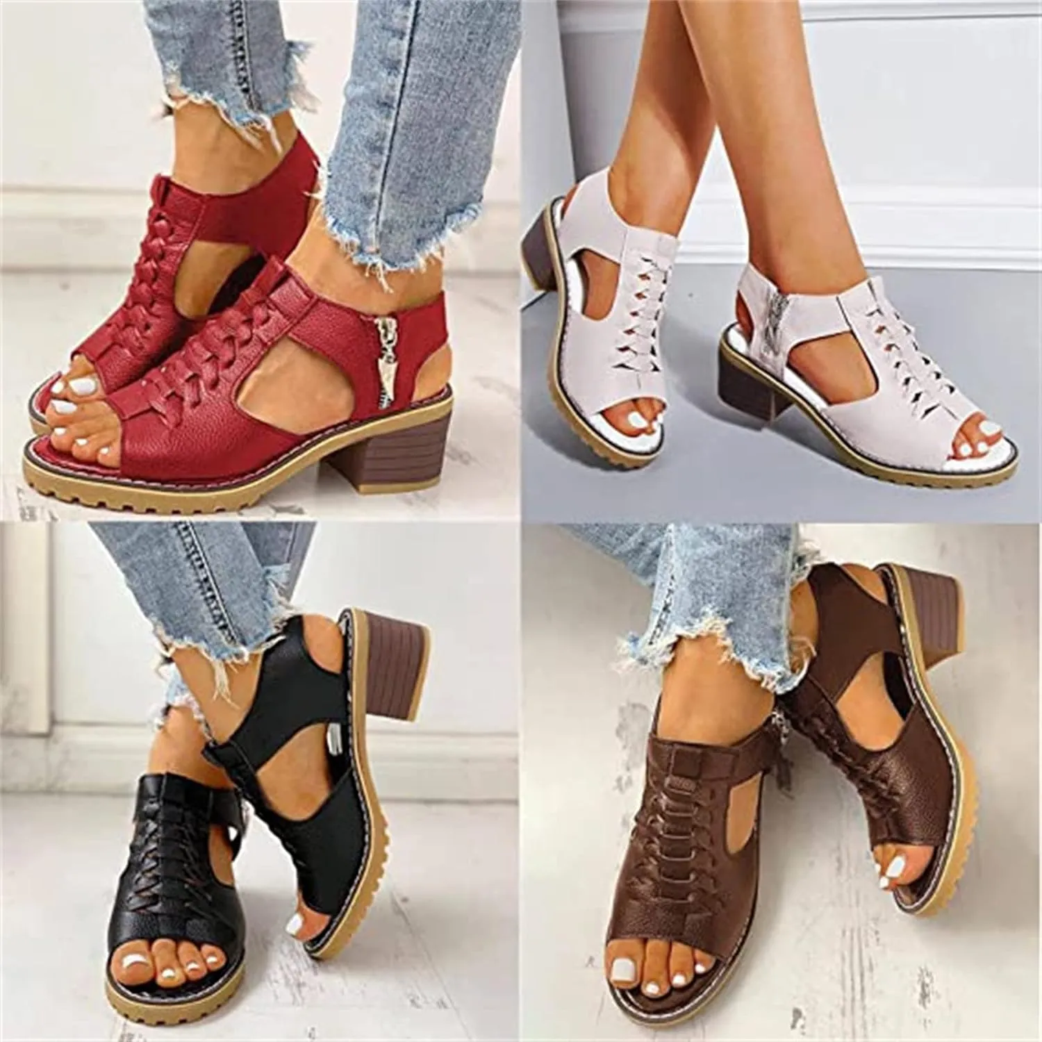 Ladmiple Wedge Sandals For Women Low Heel Dressy Chunky heels Comfy Open Toe Block Heeled Platform Summer Dress Shoes