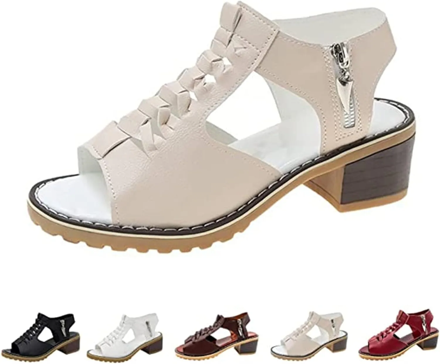 Ladmiple Wedge Sandals For Women Low Heel Dressy Chunky heels Comfy Open Toe Block Heeled Platform Summer Dress Shoes