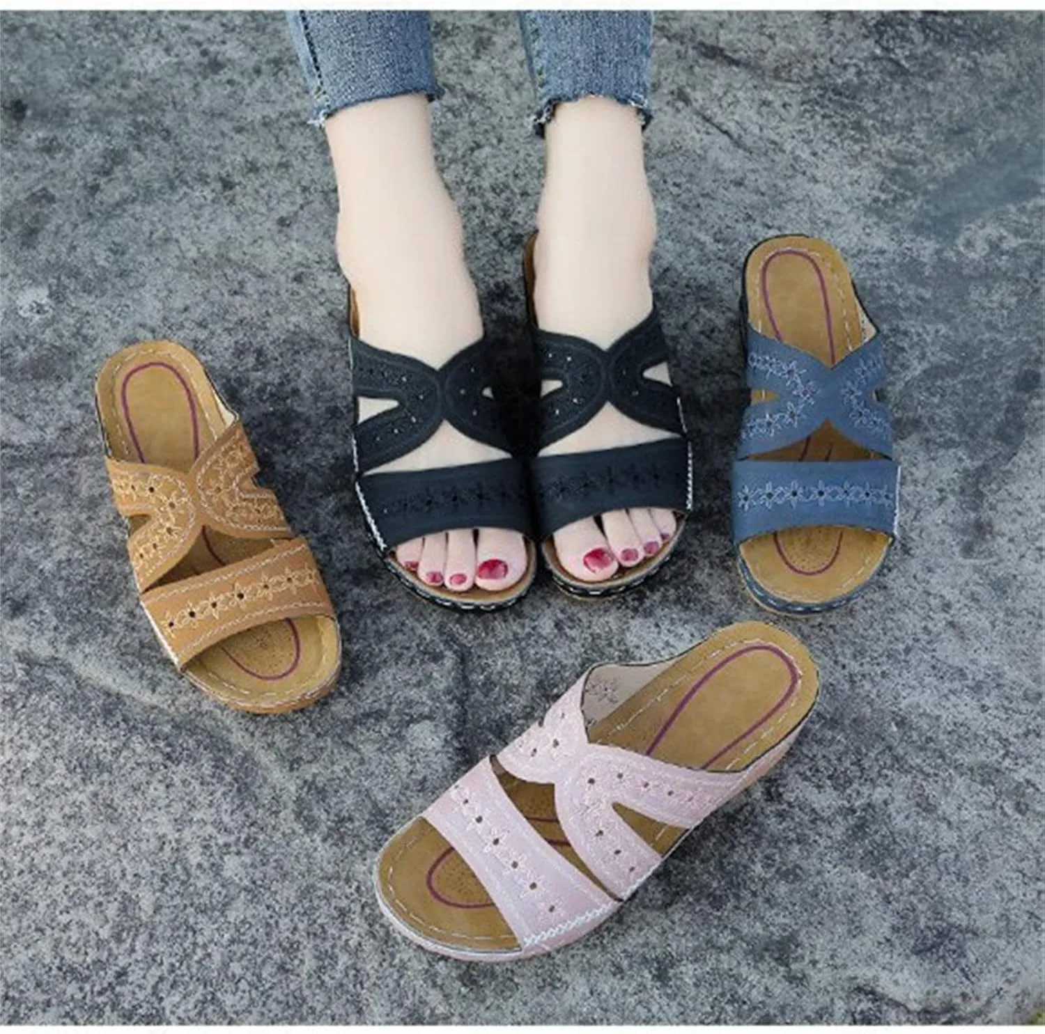 Lausiuoe Orthopedic Sandals For Women Arch Support Casual Dressy Summer Orthotic Slippers Sandals Wide Width Flip Flops