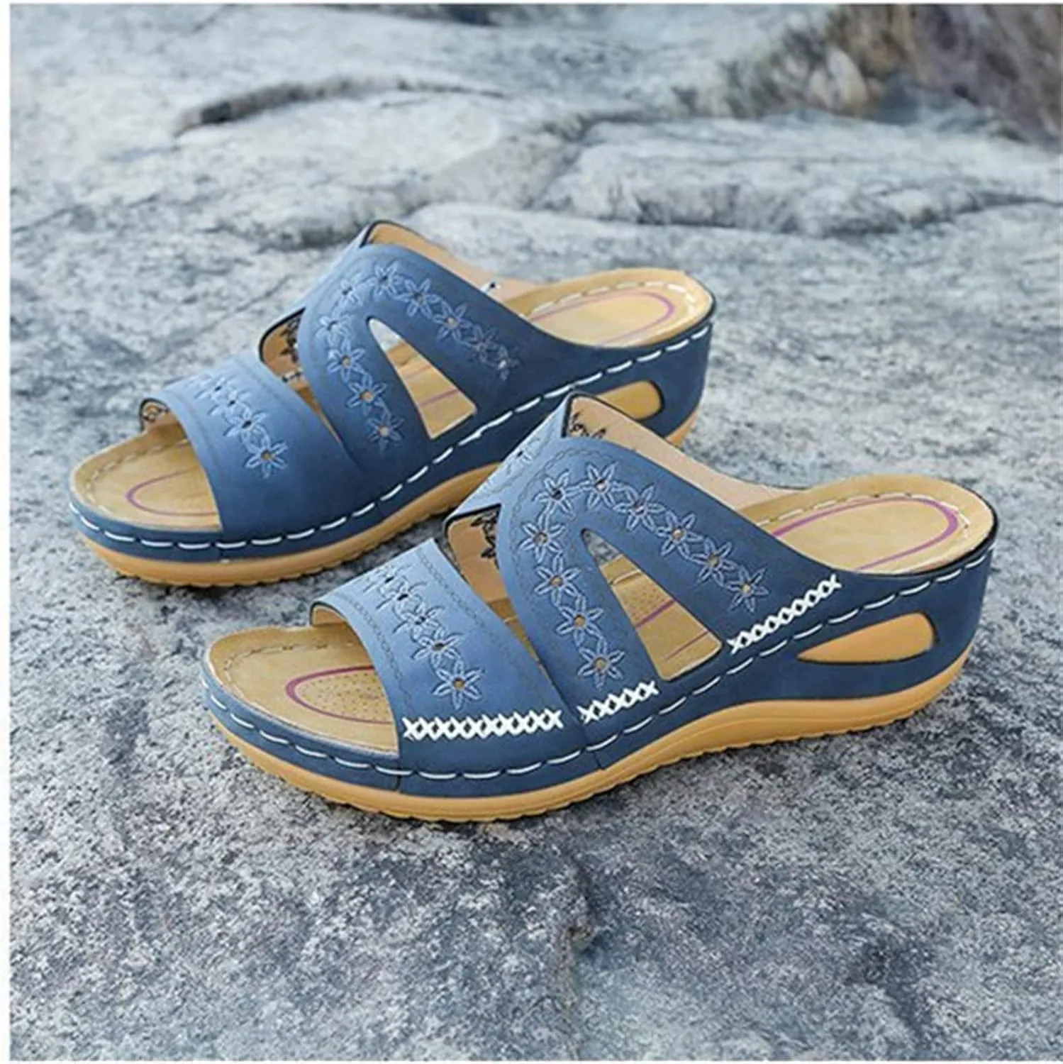 Lausiuoe Orthopedic Sandals For Women Arch Support Casual Dressy Summer Orthotic Slippers Sandals Wide Width Flip Flops