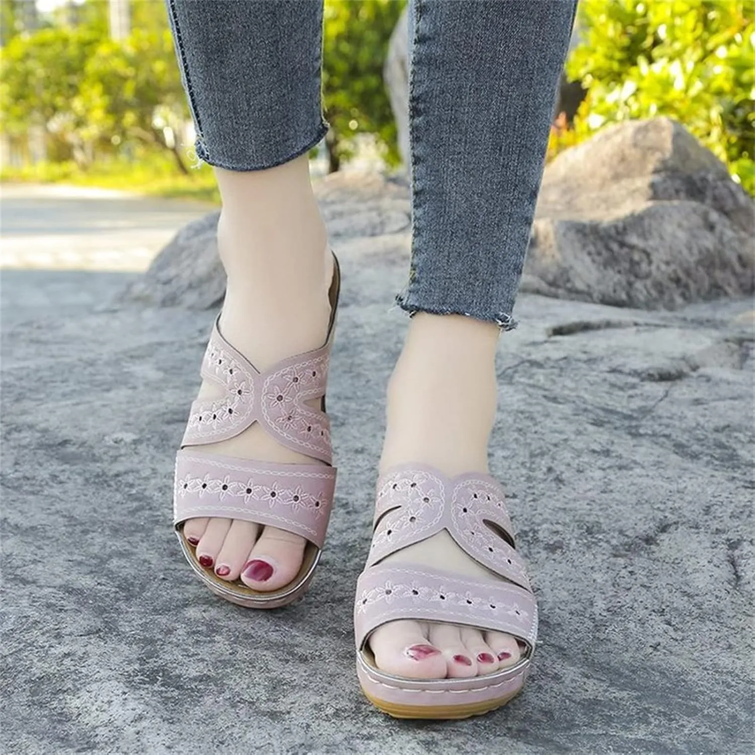Lausiuoe Orthopedic Sandals For Women Arch Support Casual Dressy Summer Orthotic Slippers Sandals Wide Width Flip Flops
