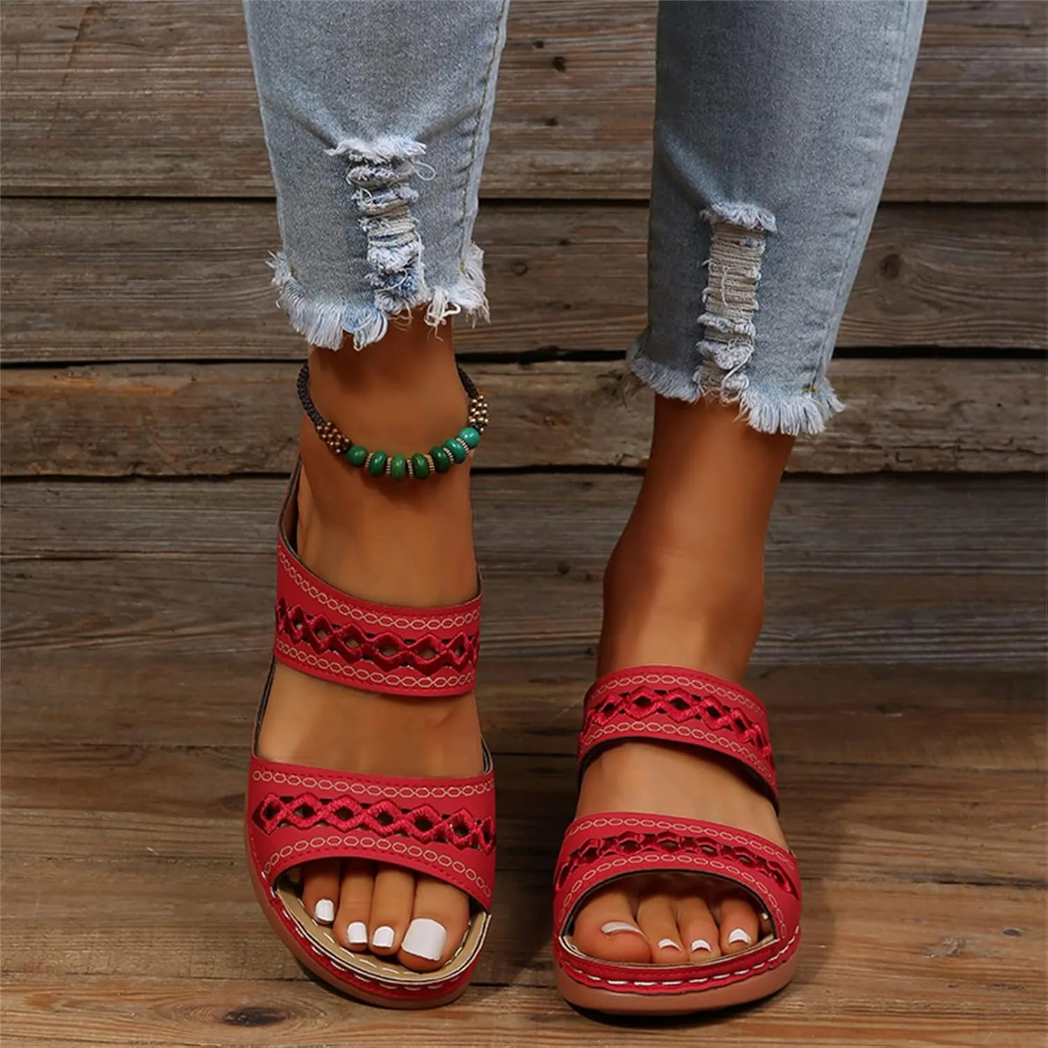 Lausiuoe Orthopedic Sandals For Women Dressy Arch Support Slides Slippers Comfort Orthotic Flip Flops for Plantar Fasciitis