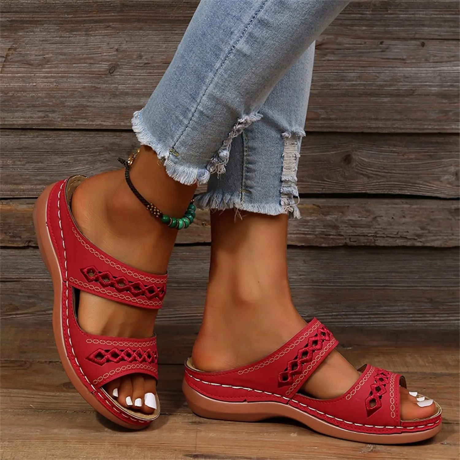 Lausiuoe Orthopedic Sandals For Women Dressy Arch Support Slides Slippers Comfort Orthotic Flip Flops for Plantar Fasciitis