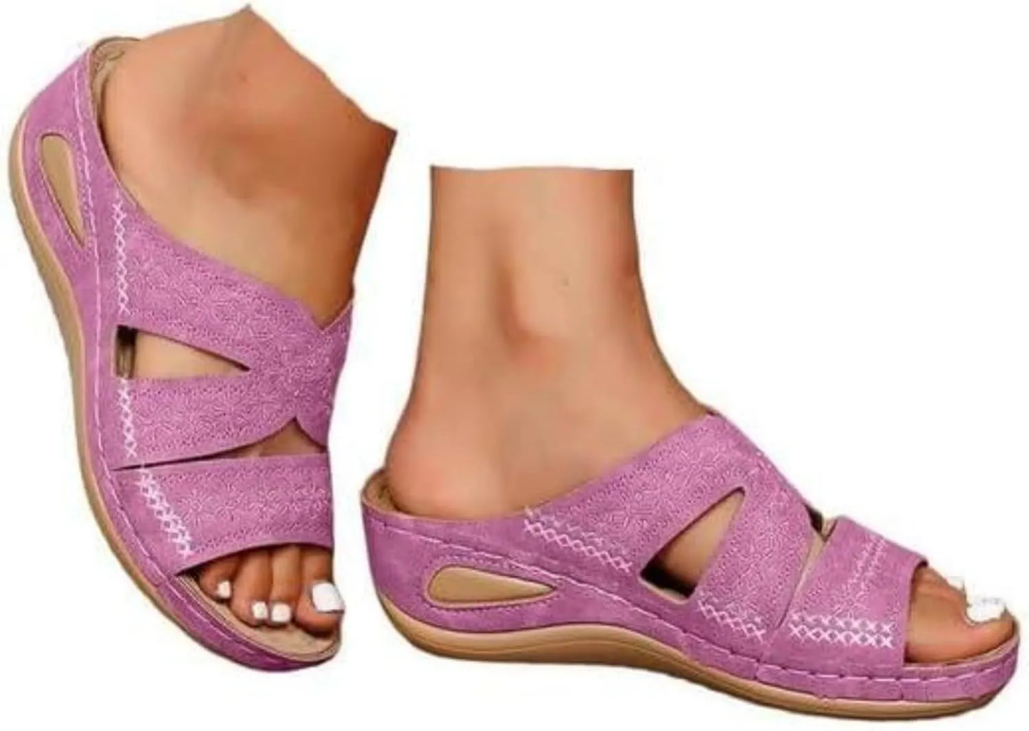 Lausiuoe Sandals Women Dressy Comfortable Walking Orthopedic Slippers Arch Support Summer Casual Orthotic Slides Flip Flops