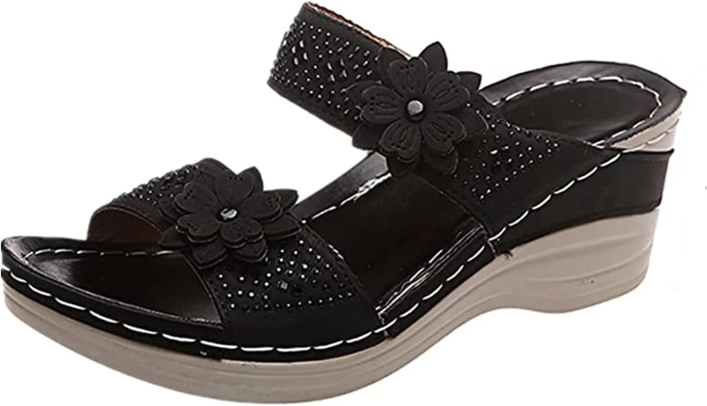 Lausiuoe Sandals Women Dressy Summer Flat Walking Comfortable Orthopedic Slippers Orthotic Casual Arch Support Slides Shoes