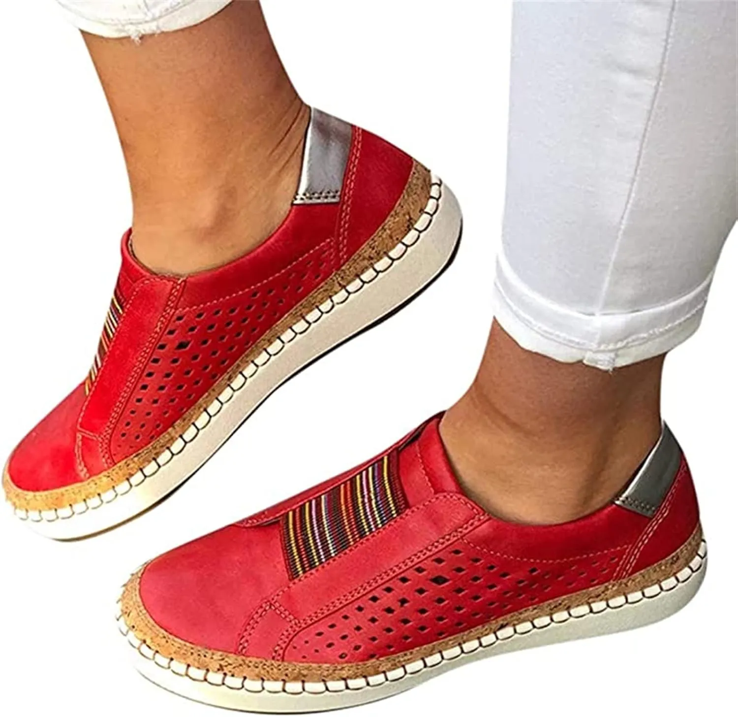 Lausiuoe Shoes For Women Dressy Comfortable Slip on Canvas Shoe Low Top Non Slip Fashion Sneakers Casual Walking Flat Loafers